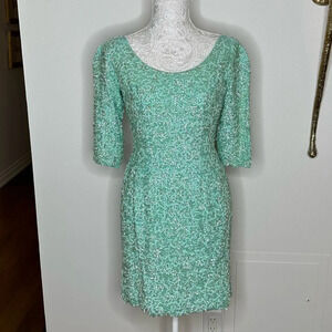 Beaded Vintage Dress in Light Teal